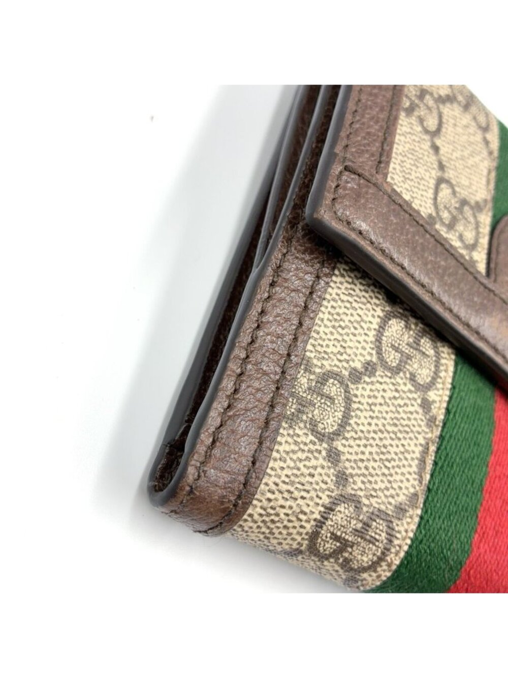 Gucci Ophidia GG French Flap Wallet Leather Brown Beige Bifold Gold - Picture 12 of 14